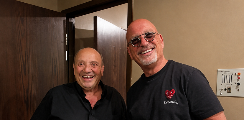 Comedian Keith Lenart with Howie Mandel after performing together in Michigan.