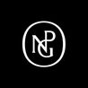 Minimalist PNG monogram logo in white circle on black background, photographed by Aemilia Cumberland