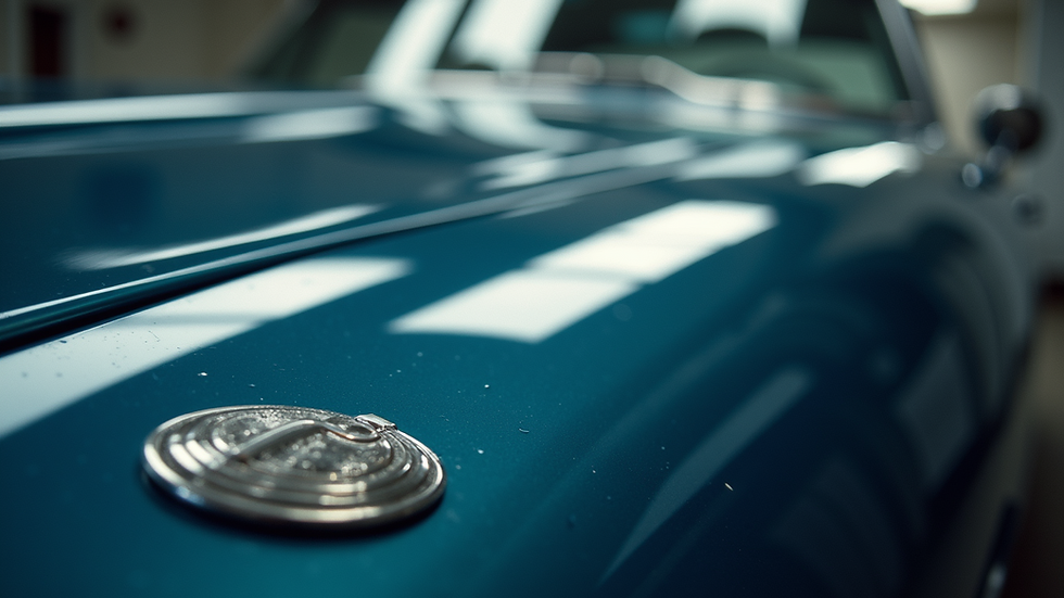 Close-up view of a shiny car hood after detailing