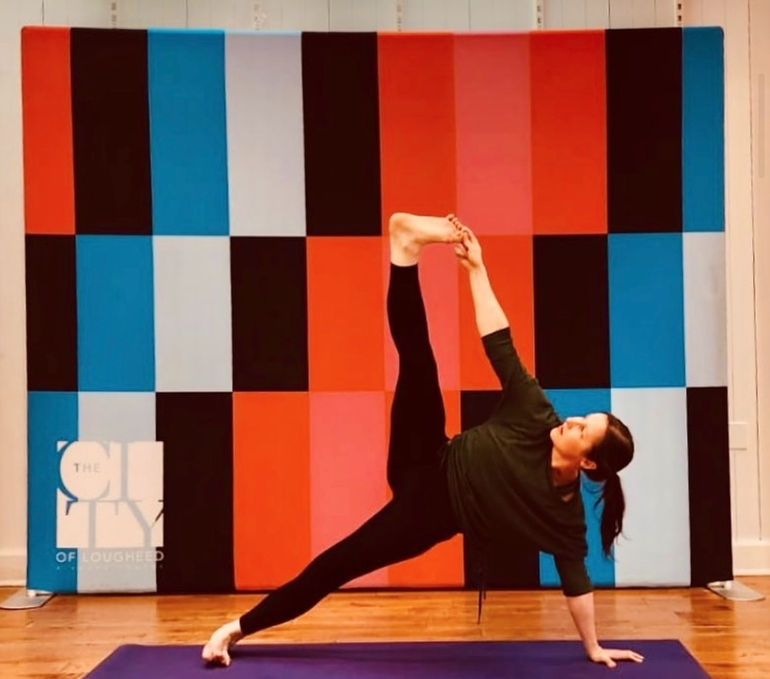 Our certified yoga instructor teaching weekly yoga classes at The City Of Lougheed in The Space.