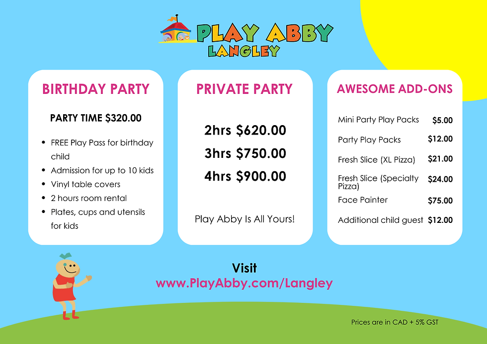 Play Abby Langley Price Menu Parties