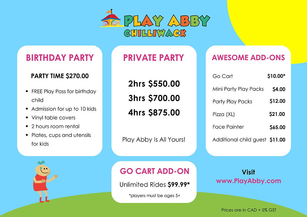 Play Abby Chilliwack Price Menu Parties