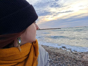 boucles d'oreilles soutache cabochons lemon cristal chainettes fluides, décors mer Marseille