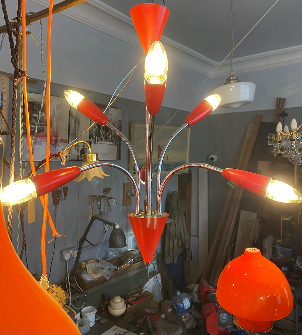 Ceiling Pendant light Atomic Age - chrome 1960s | Battlefield Restoration