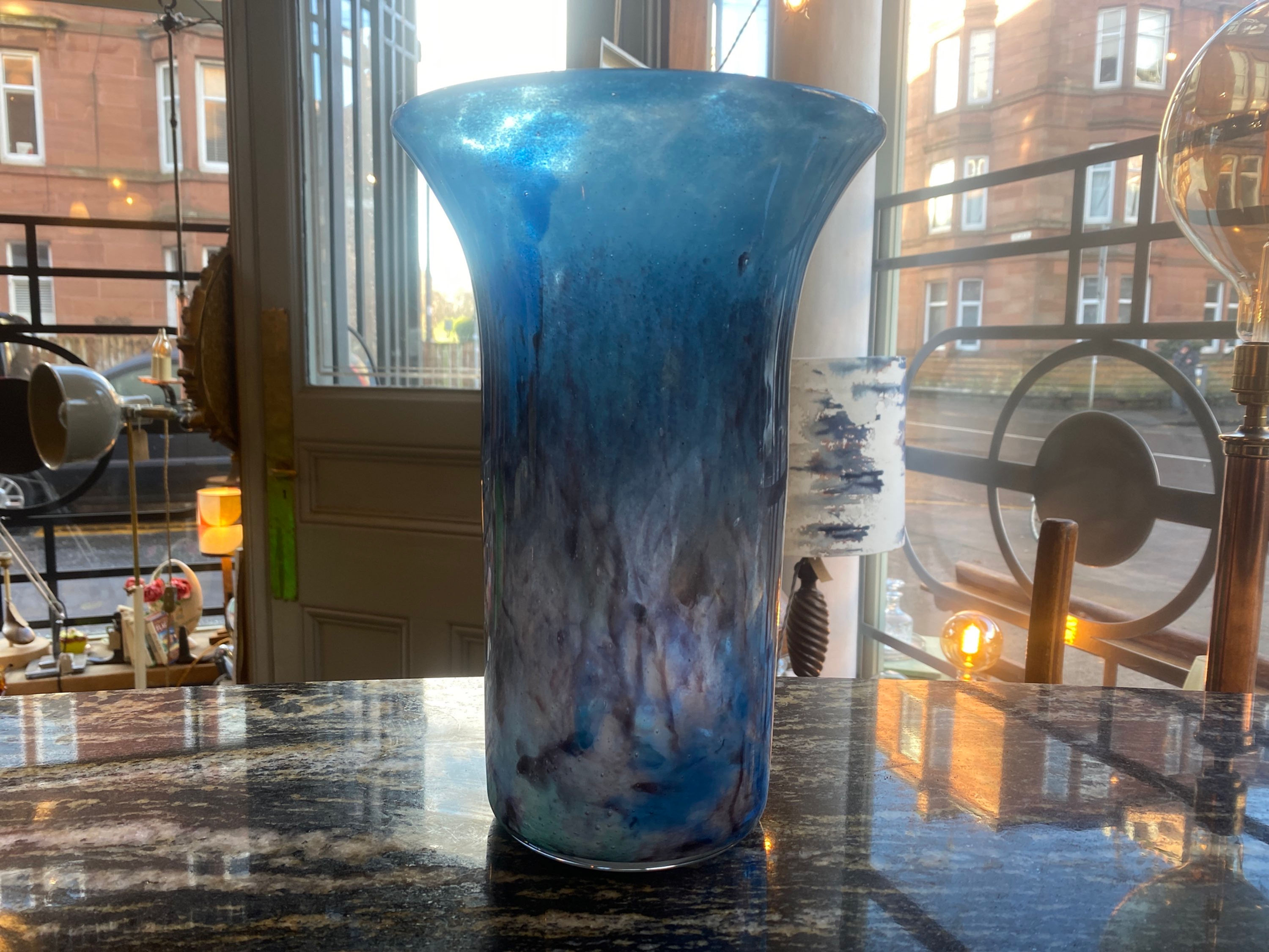 Blue glass vase