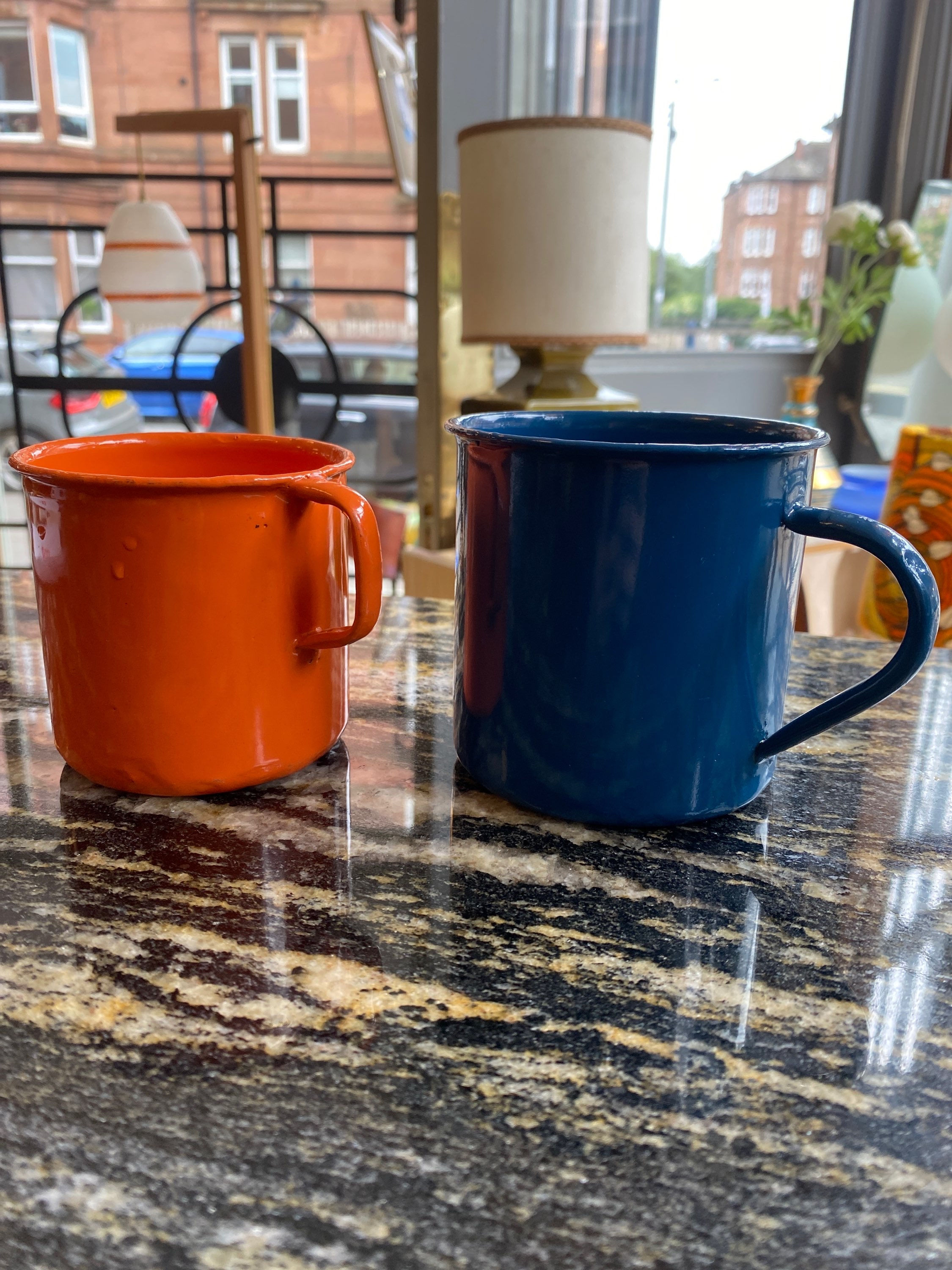 Pair of tin mugs 