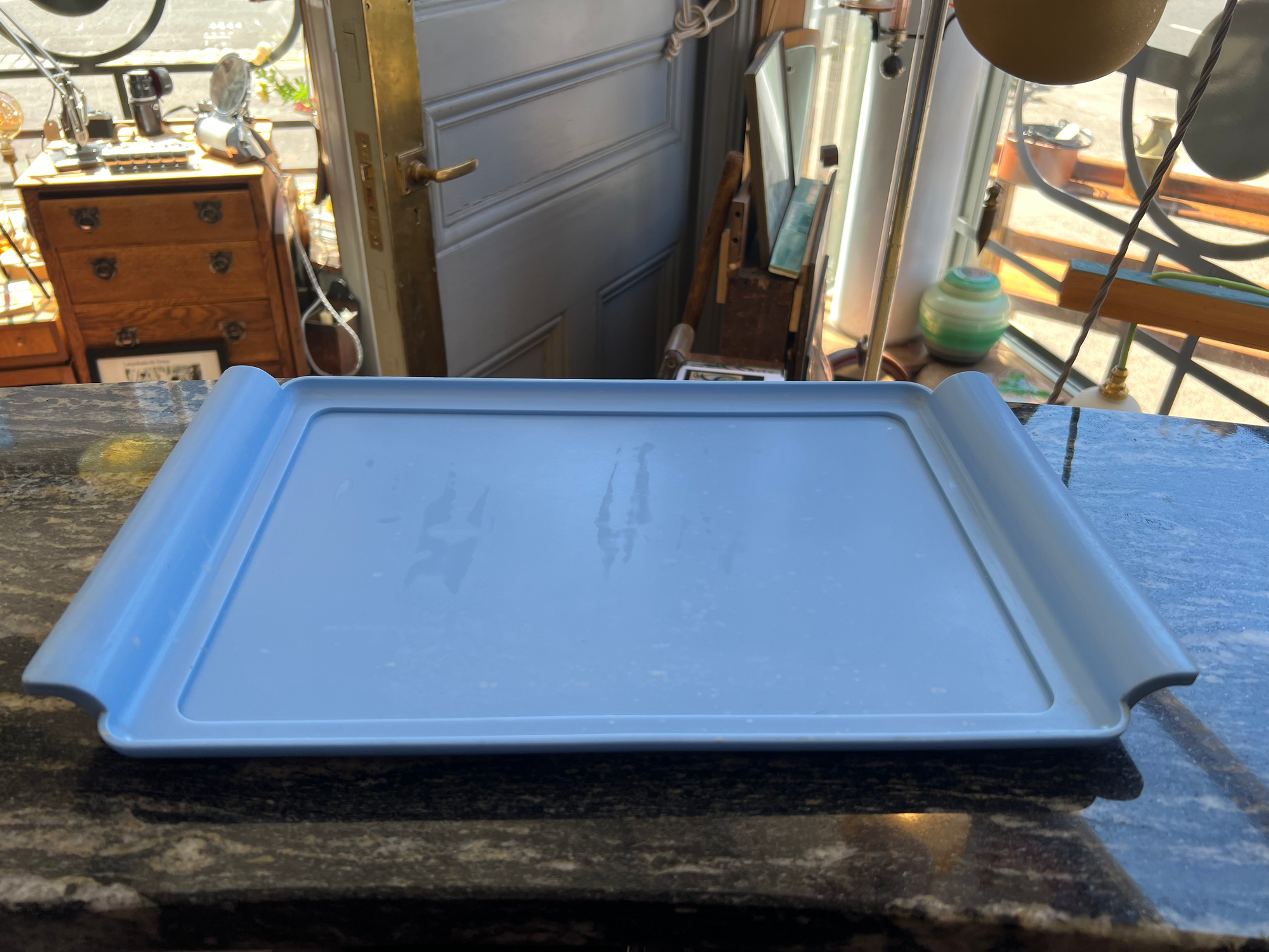 Blue Bakelite tray