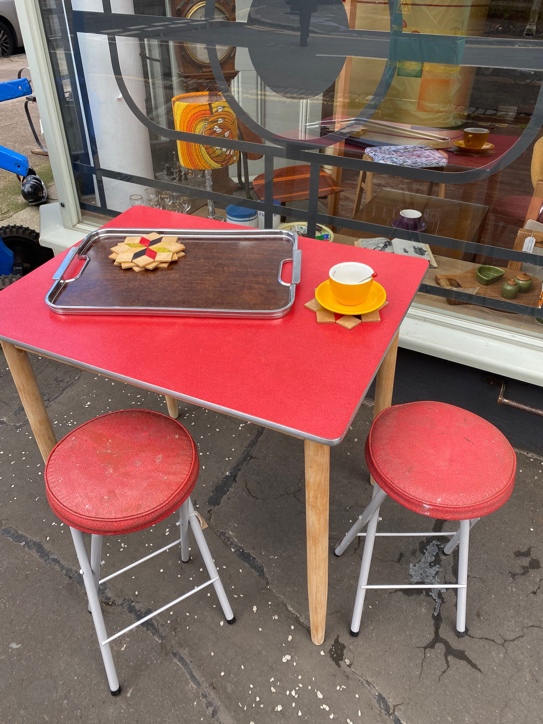 Vintage red Formica kitchen table 