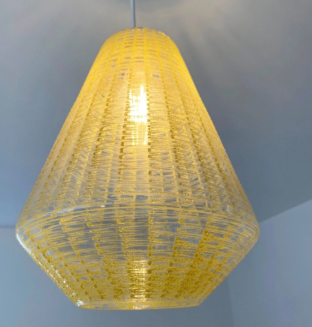 1970s Textured Glass Pendant Light 