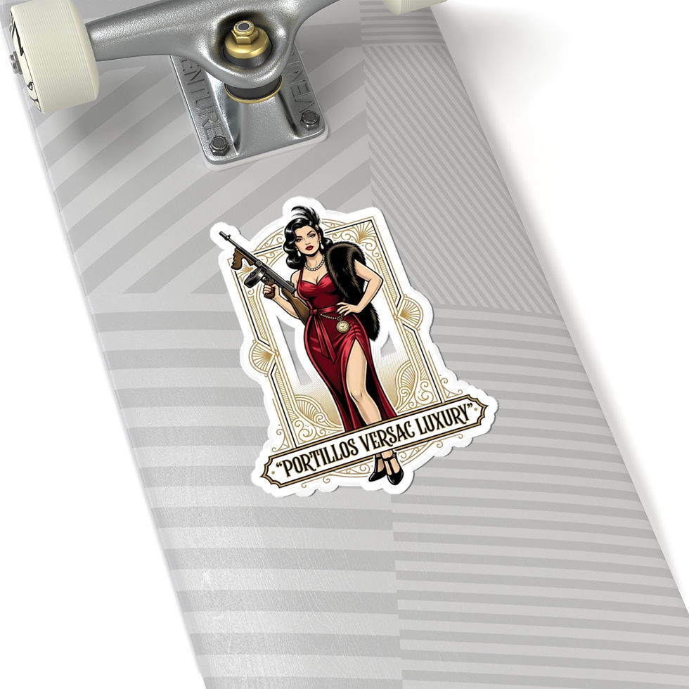 Thumbnail: Vintage Mobster Madonna Sticker — 'Portillos Versac Luxury' Kiss-Cut Decal