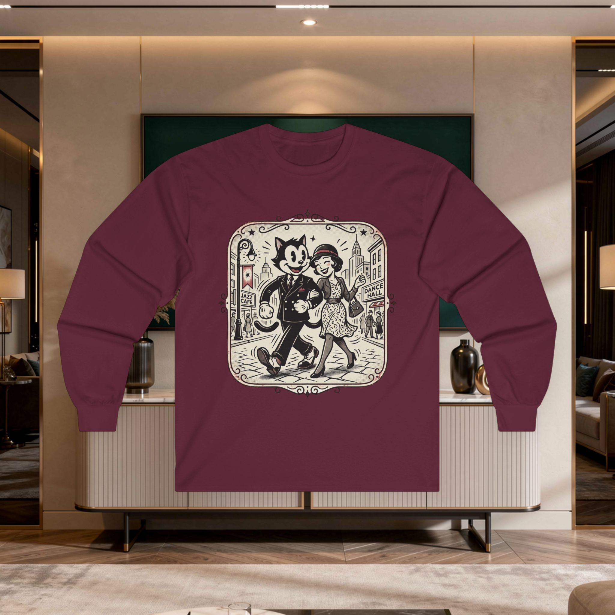 Vintage Cartoon Couple Long Sleeve Tee