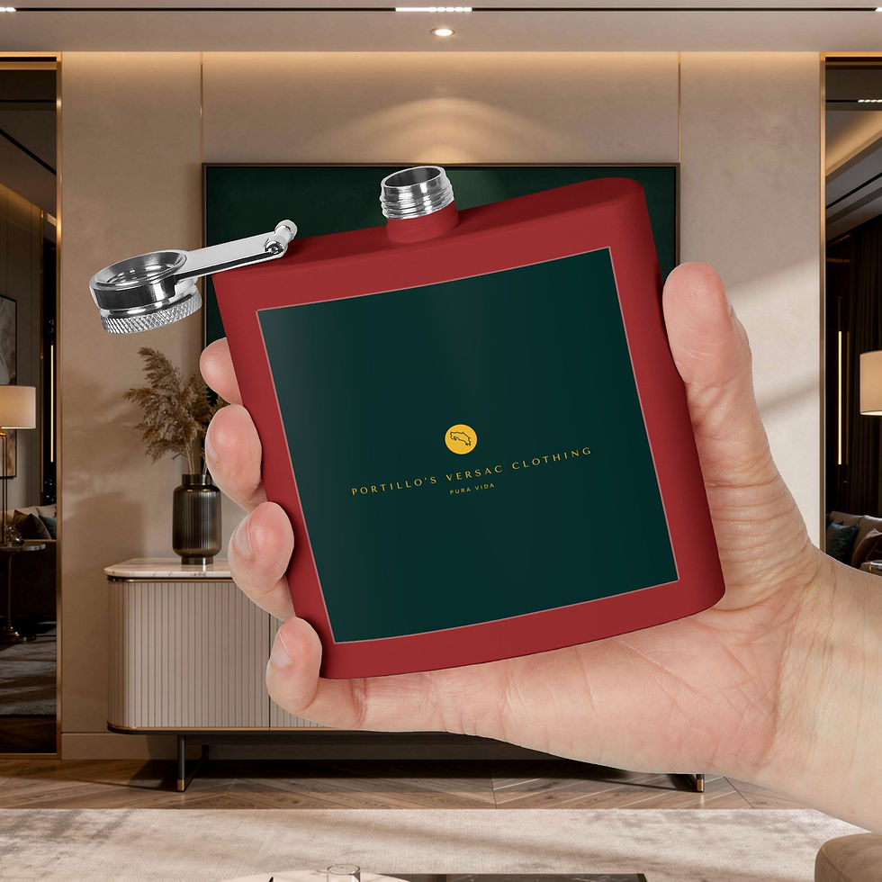 Thumbnail: 6oz Stainless Steel Flask — Minimal Dark Green Logo Design