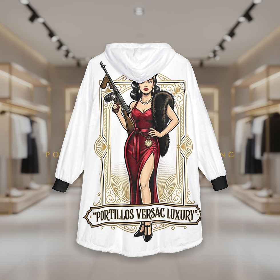 Thumbnail:  Pin-Up Hooded Blanket — “Portillo’s Versac” Luxe Graphic