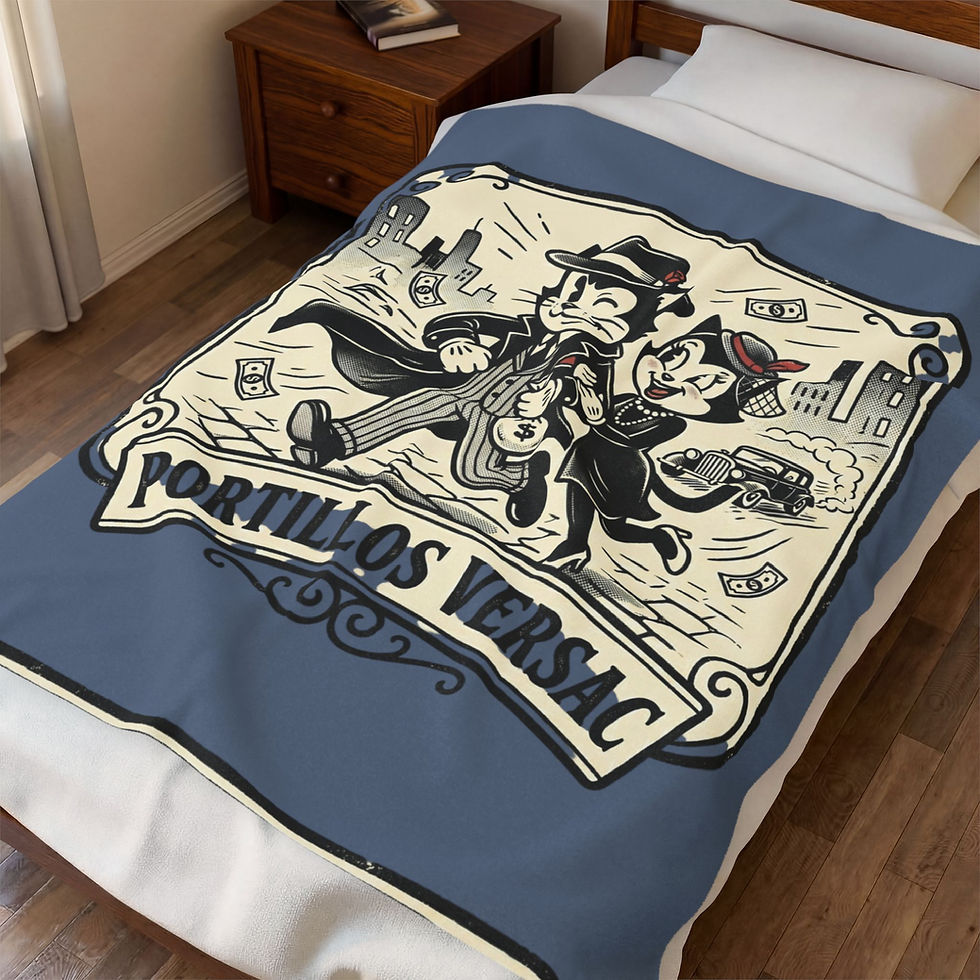 Thumbnail: Velveteen Plush Blanket — Vintage “Portillos Versac” Mobster Cats Plush Throw