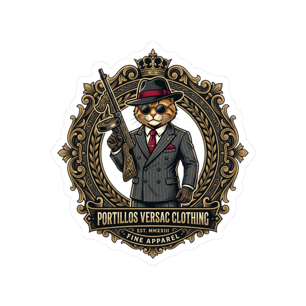 Thumbnail: Gangster Cat Sticker —  ("Portillos Versac Clothing")