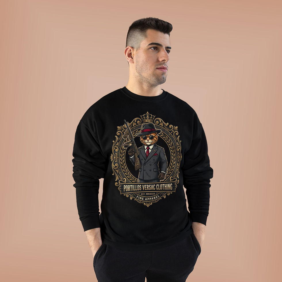Thumbnail: Mens Graphic Crewneck Sweatshirt — Vintage Gentleman Cat Suit Design