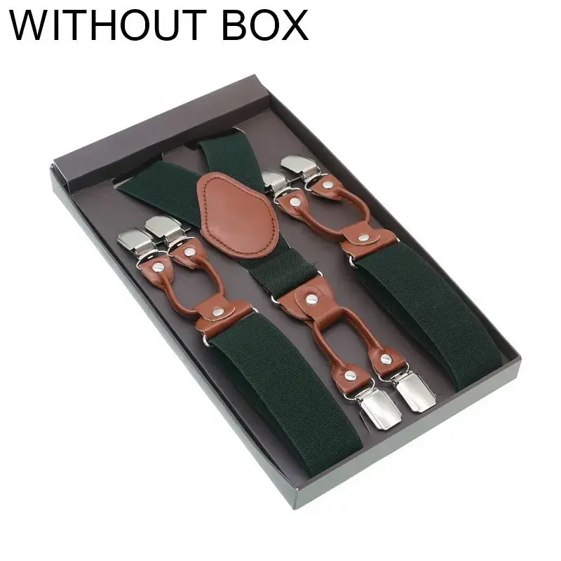 Thumbnail: Male Shirt Suspenders Brown PU Leather Solid 6 Clips Suspenders Western-Style