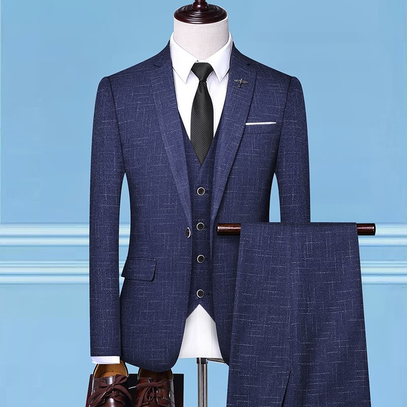 Thumbnail: Fashion (Jacket+Pants+Vest) Men Suits Business Formal Suit With Pants Tuxedo