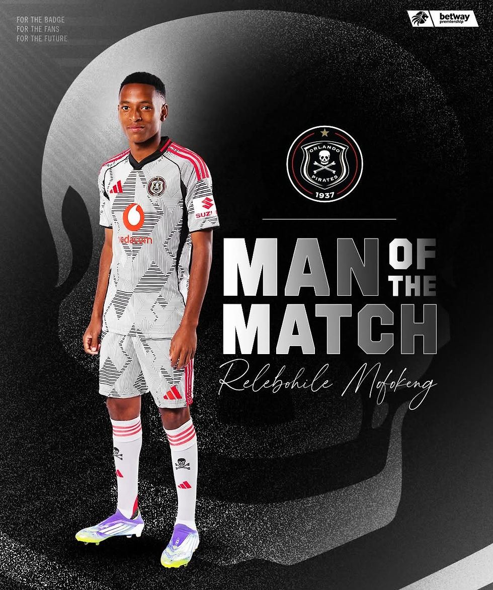 Relebohile Mofokeng was named Man of the Match, capping off a memorable performance with his first hat-trick for the Pirates first team. 