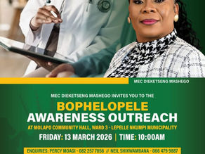MEC Dieketseng Mashego Leads Bophelopele Awareness Outreach, Bringing Health Services to the Doorstep