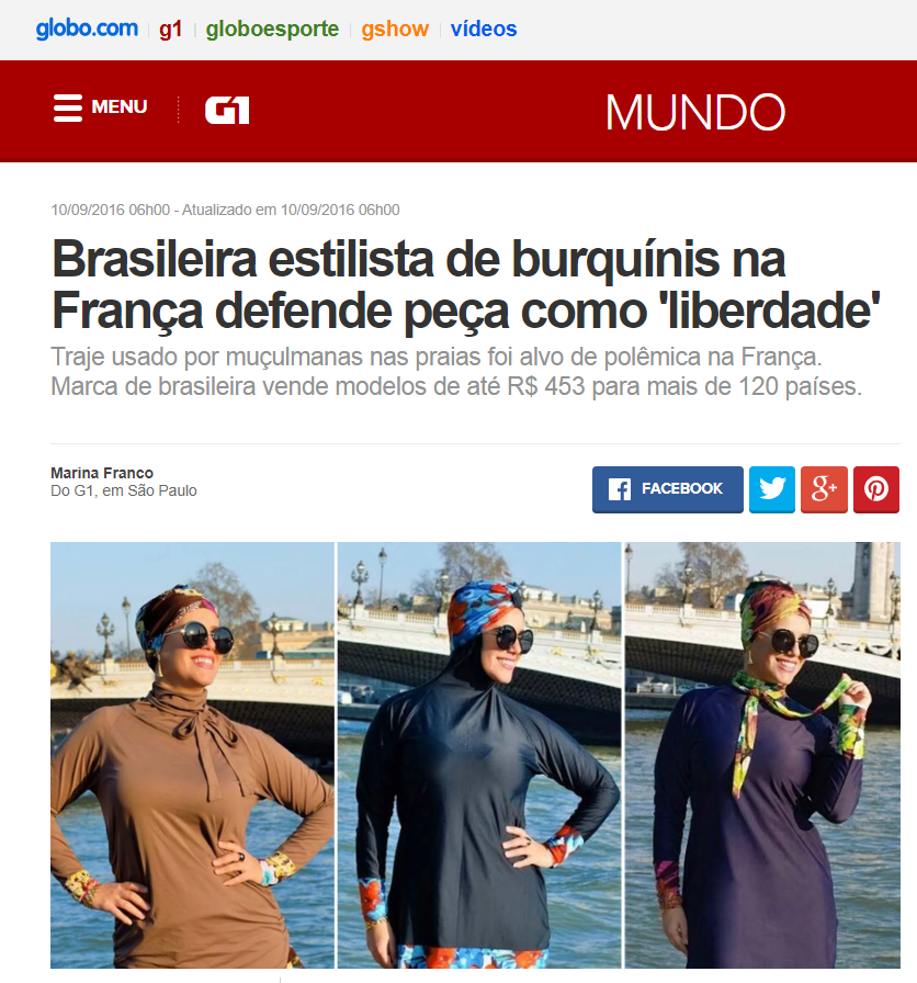 Brasileira estilista de burquínis na