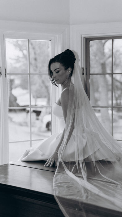 Bridal portrait by window