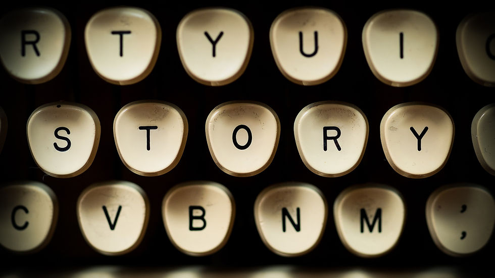 How to start writing a play - typewriter keyboard spelling "story"