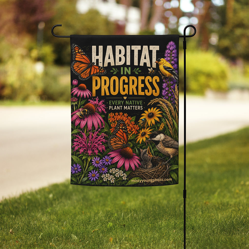 Thumbnail: Habitat in progress yard flag native plant garden sign for nature lovers