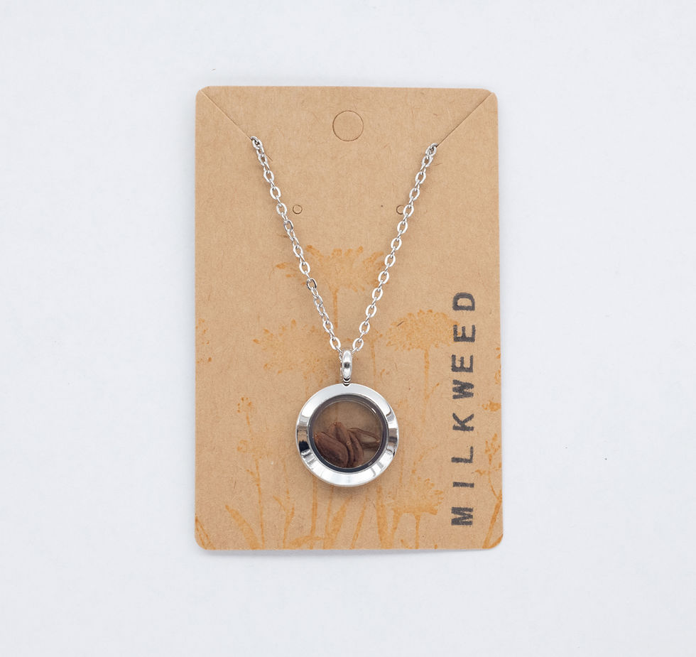 Thumbnail: Stainless steel milkweed floriography wildflower necklace