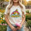 Thumbnail: Bee Happy Rainbow T-Shirt Cute Fuzzy Bees Clouds Nature Lovers Uplifting Tee