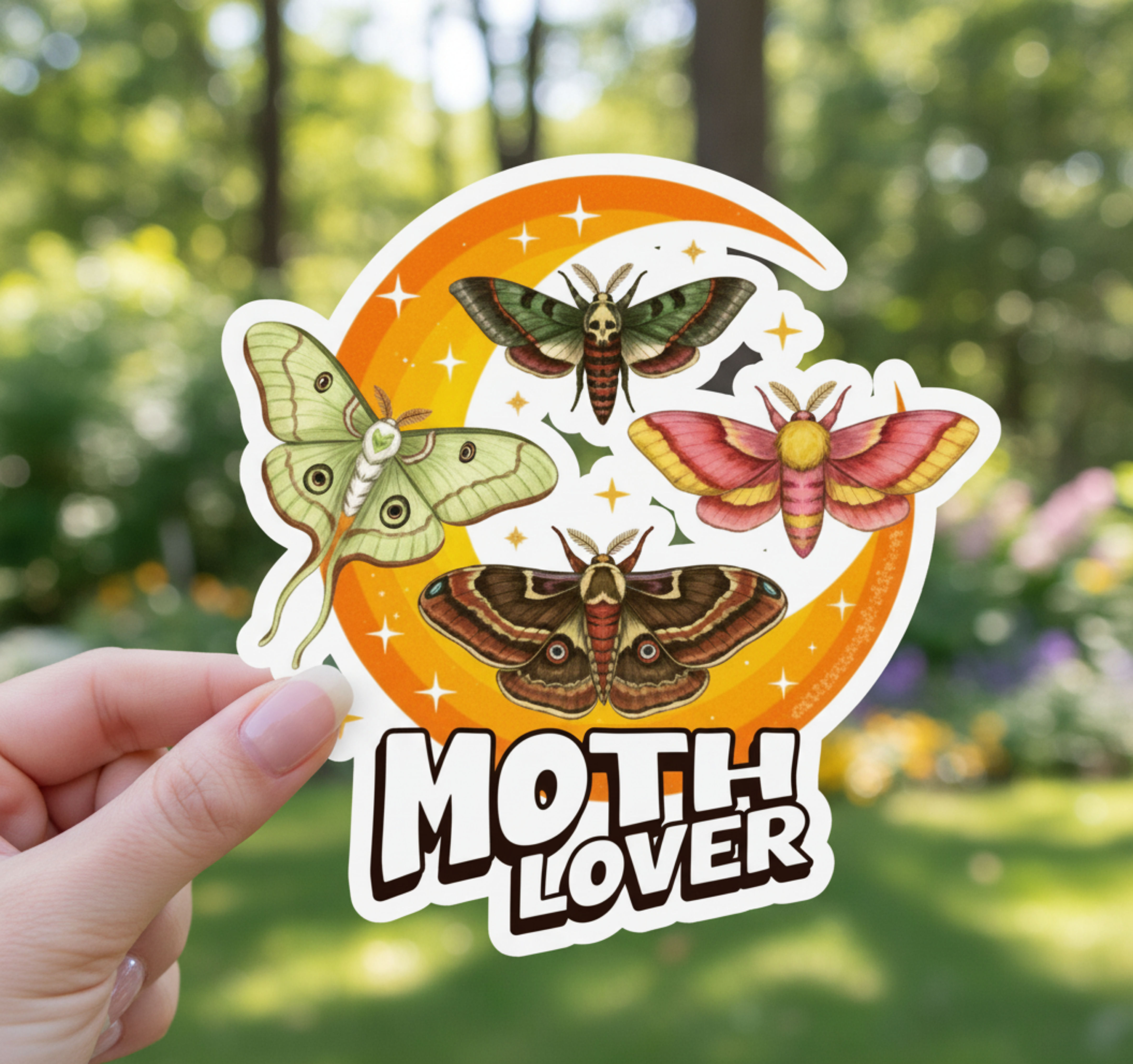 Moth Lover Vinyl Sticker Luna Moth Gift