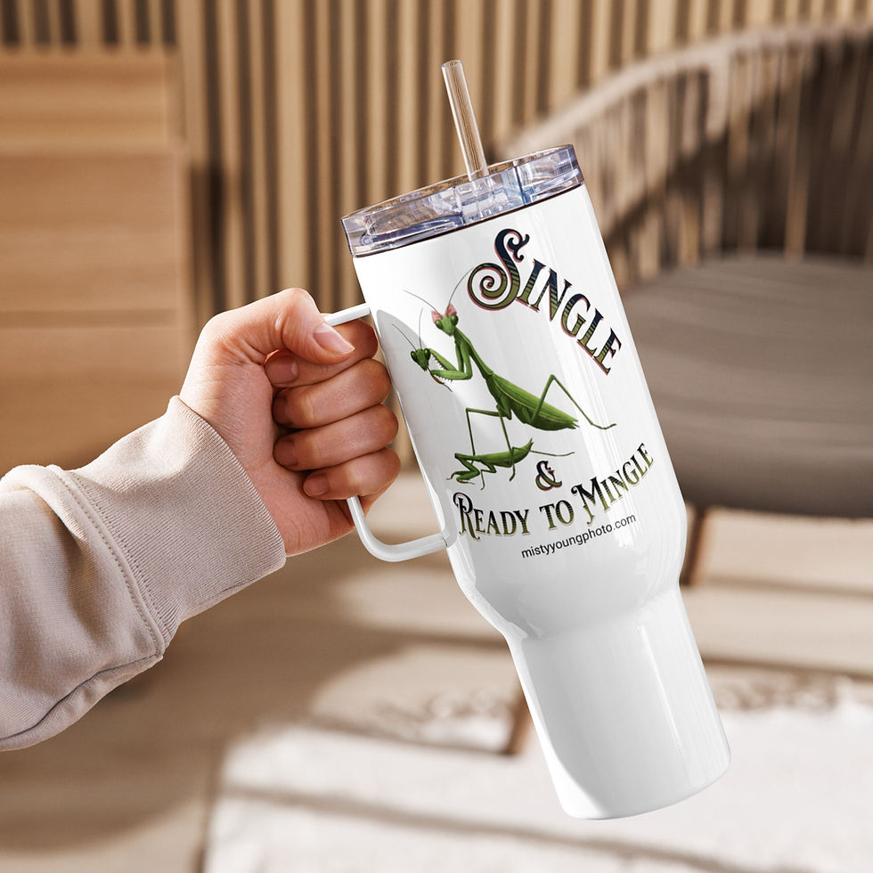 Thumbnail: Single and Ready to Mingle Praying Mantis Tumbler – Funny Bug Lover Travel Mug