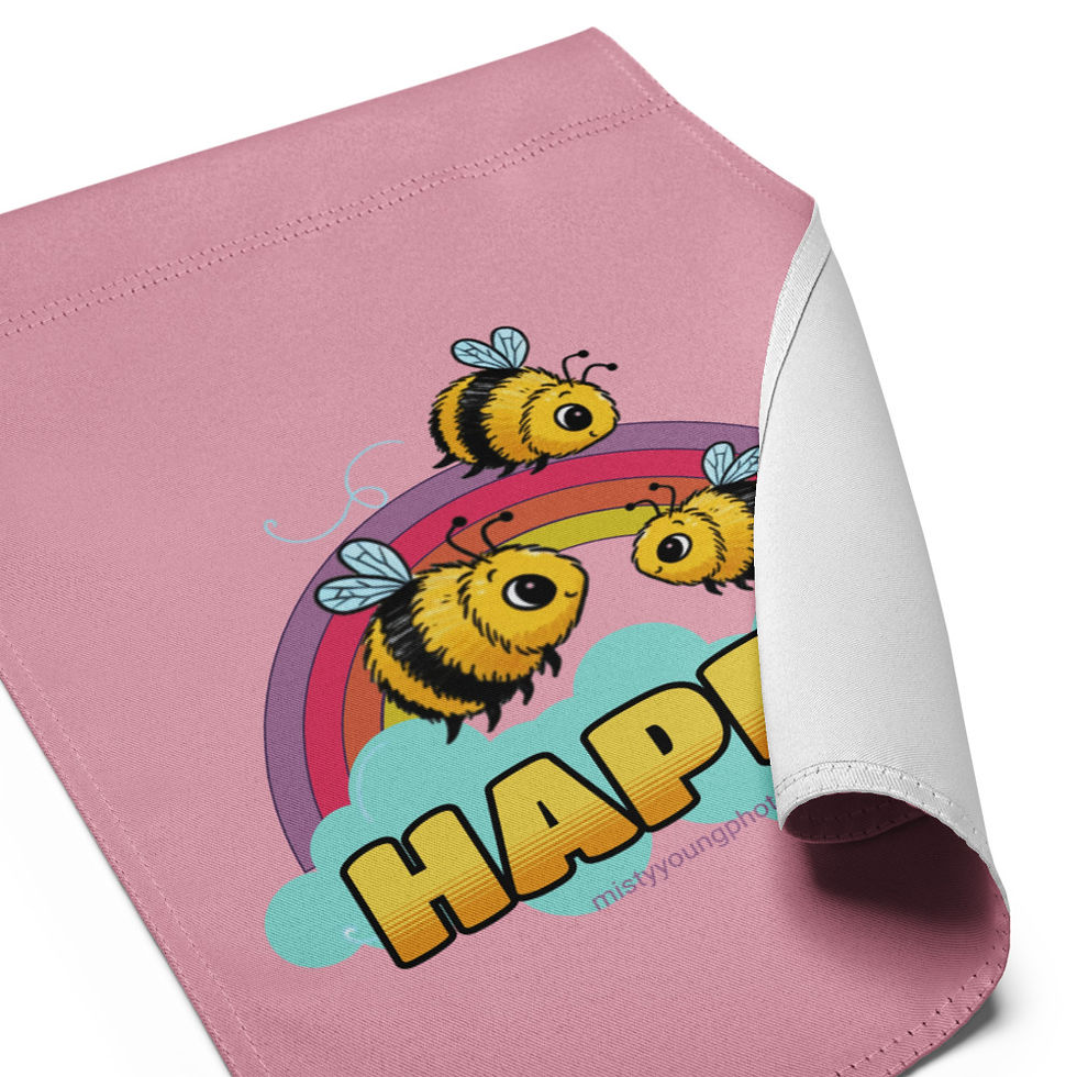 Thumbnail: Bee Happy Rainbow Garden Flag – Cute Fuzzy Bees Outdoor Yard Decor for Gardeners