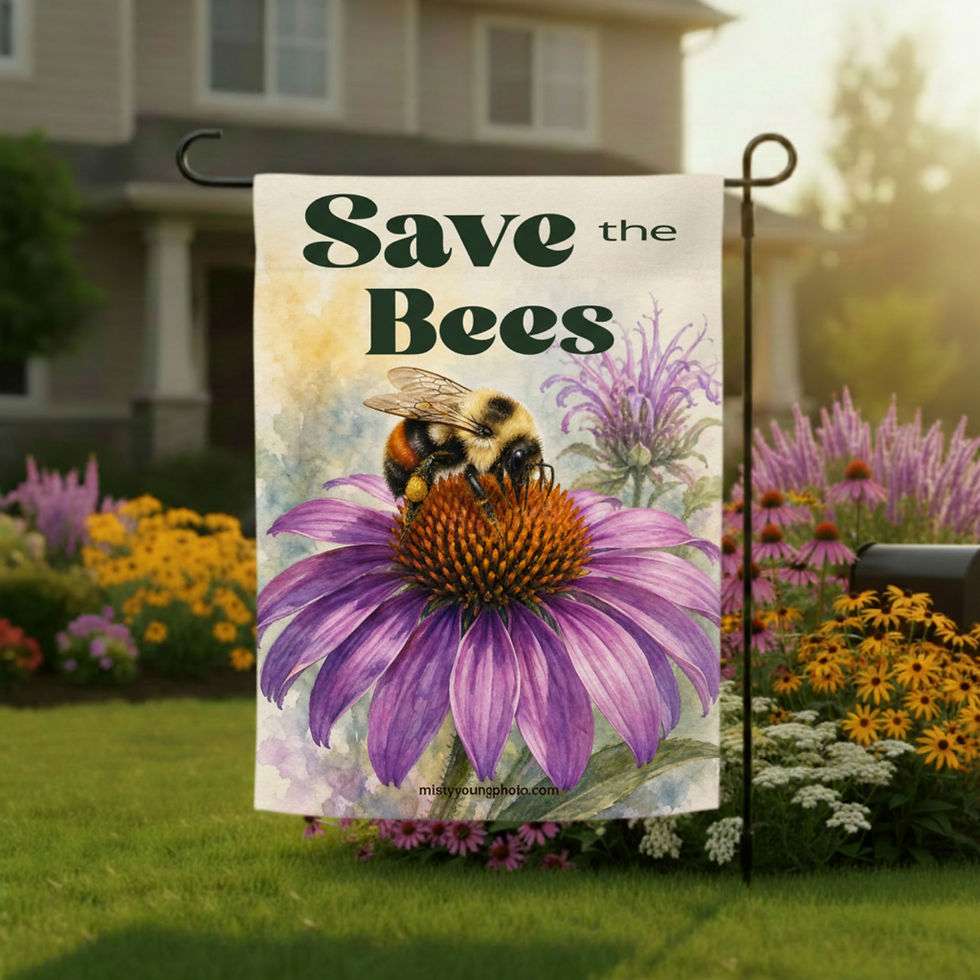Save the Bees Double Sided Garden Flag Bumblebee on Purple Coneflower