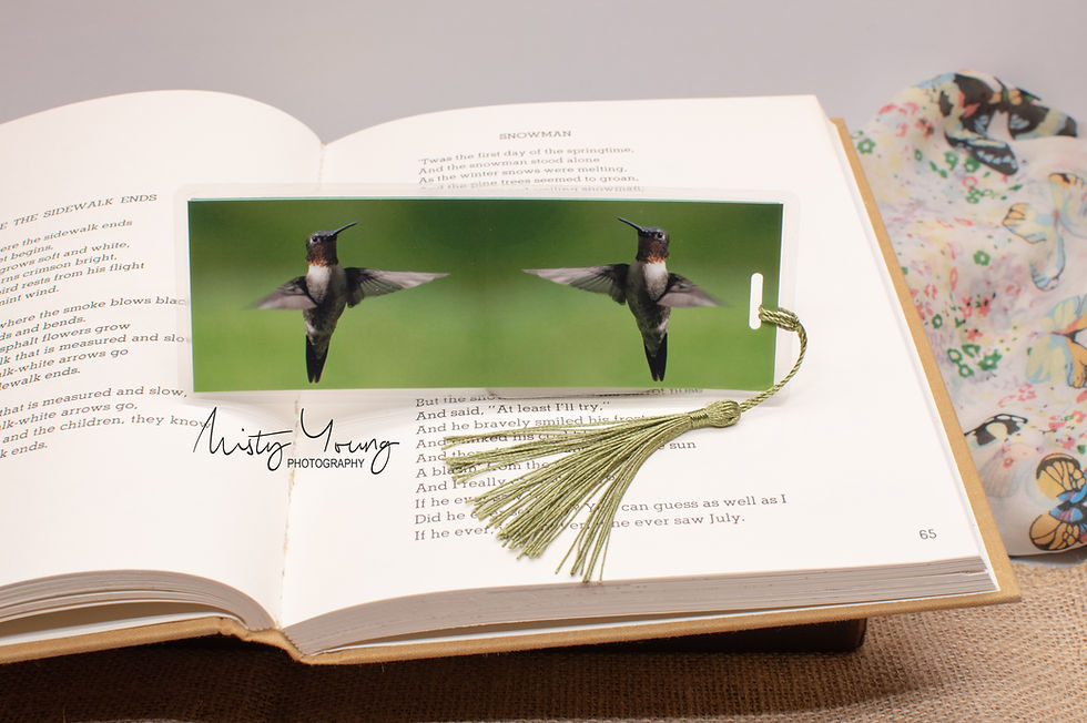 Thumbnail: Elegant laminated bookmark a close up image of a Hummingbird bird & tassel. Double-sided, laminated