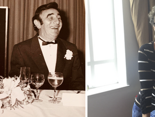 My dad and I at my wedding in 1987 and with my mum about five years ago.