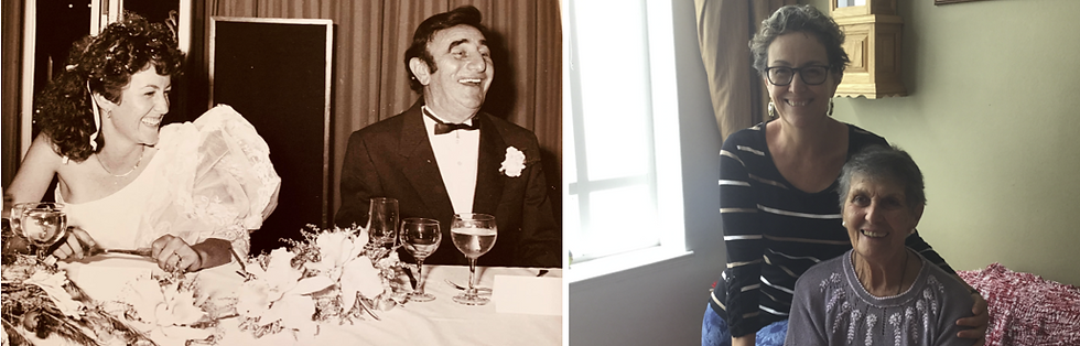 Image above of my dad and I at my wedding in 1987 and with my mum about five years ago.