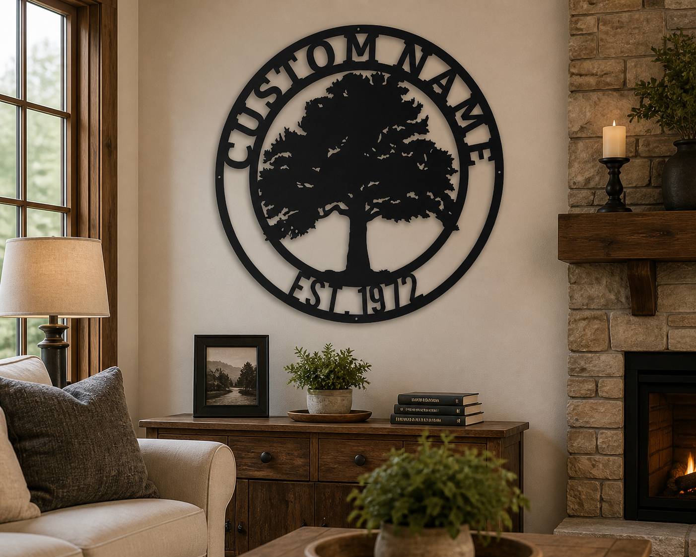 Oak Tree Personalized Metal Name Sign