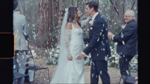 walking down asile on their wedding on super 8mm film by broome wedding videographer tarna waters
