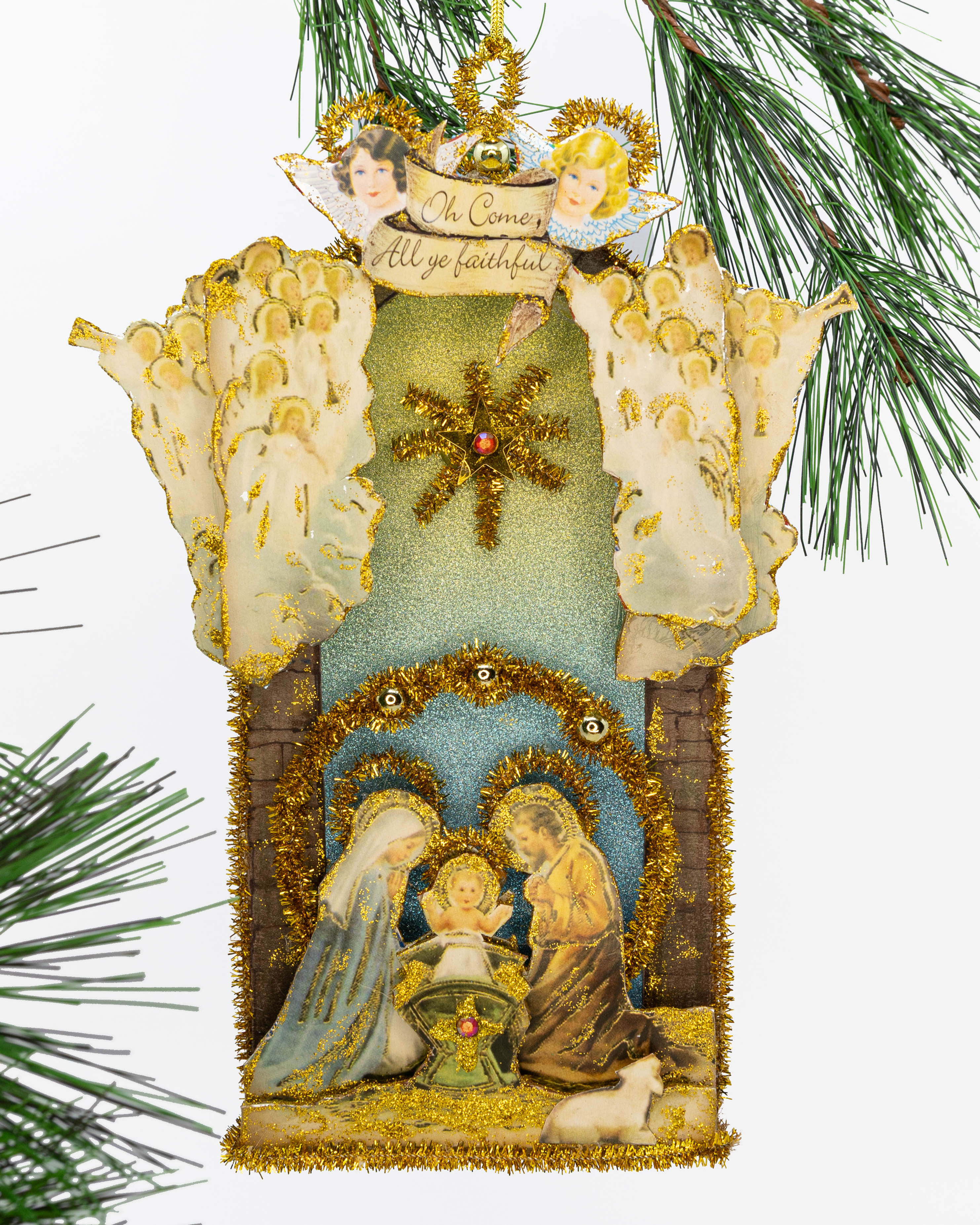 Holy Night Tableau – A one-of-a-kind vintage inspired Christmas ornament by The Gilded Branch.
