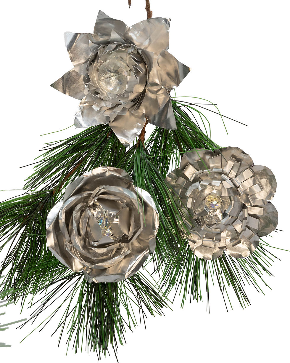 Silver Blossom Glow Ornaments – Made from spent tea candles, handmade Christmas ornaments by The Gilded Branch.