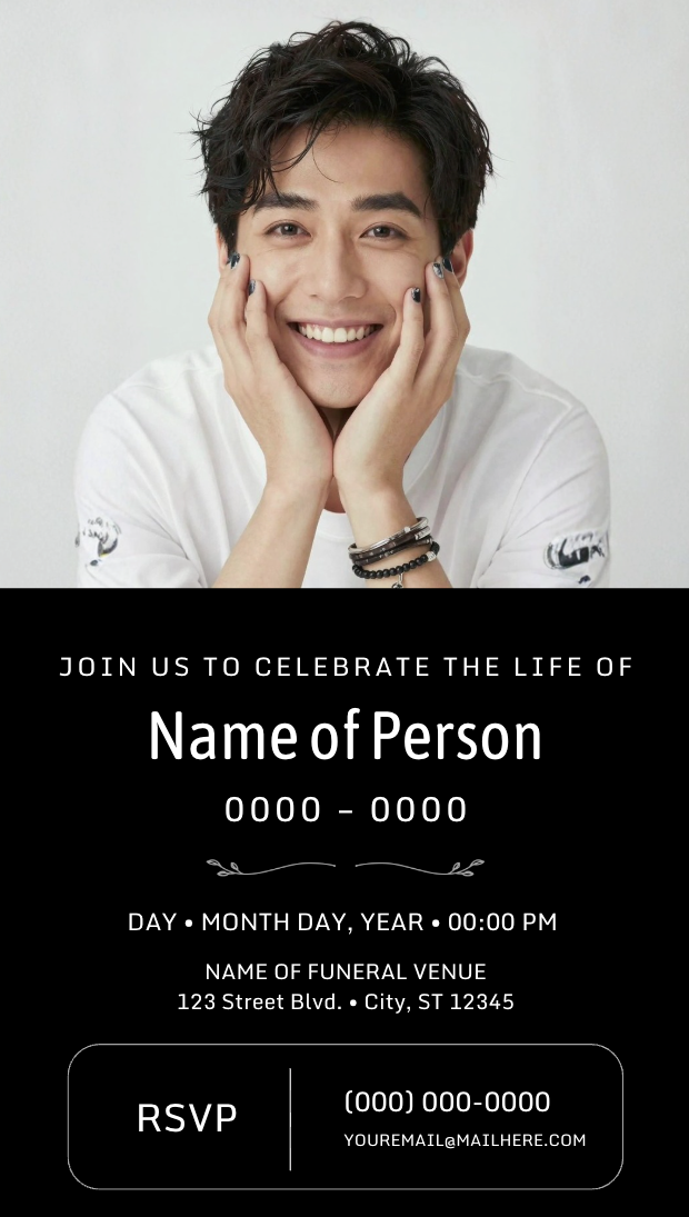 "Monda Black" digital invitation template
