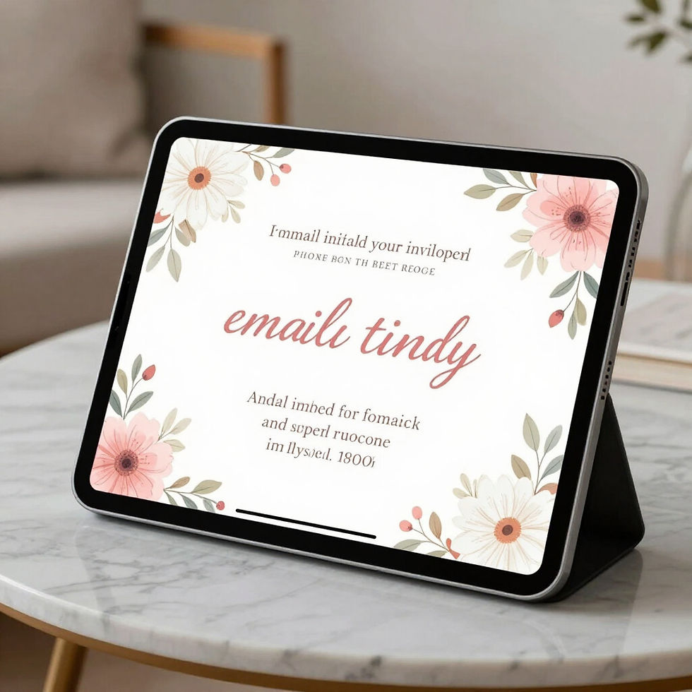Email invitations on tablet screen