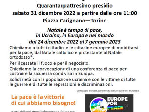 31 dicembre 2022, continua la mobilitazione per la Pace