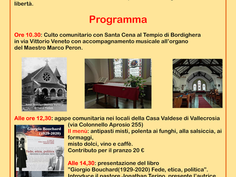 Intensa "settimana delle Libertà" Celebrata la storica Intesa tra Stato italiano e Chiesa valdese 