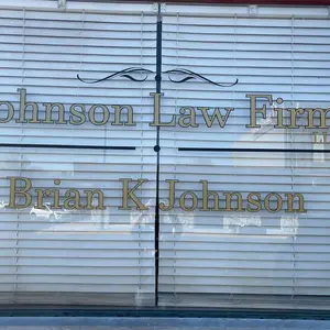 Johnson Law Firm window lettering in Joplin Missouri