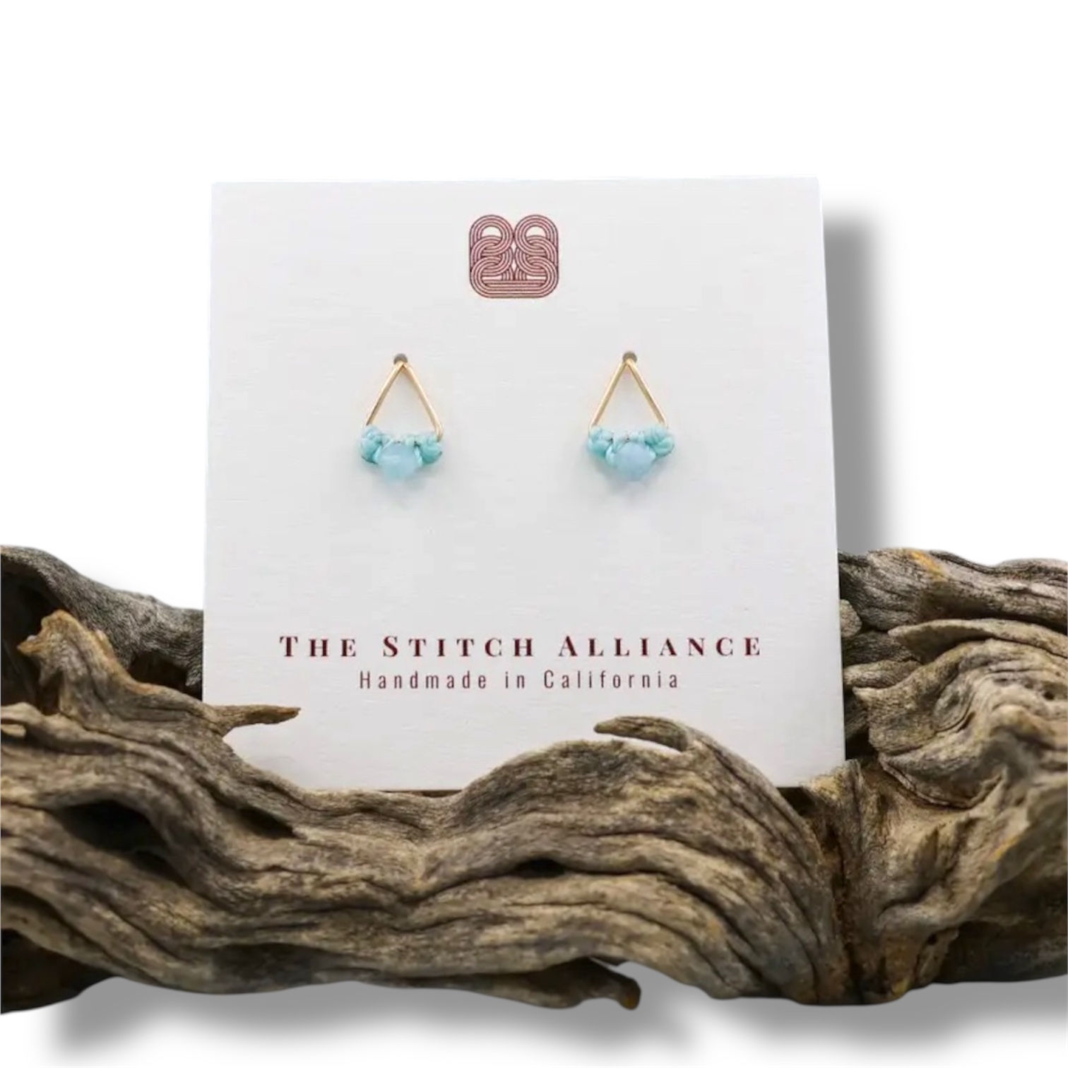 Aquamarine Triangle Stud Earrings 