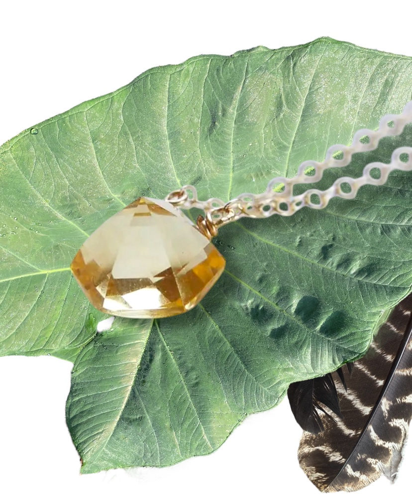 Geometric Citrine Crystal Gold Necklace