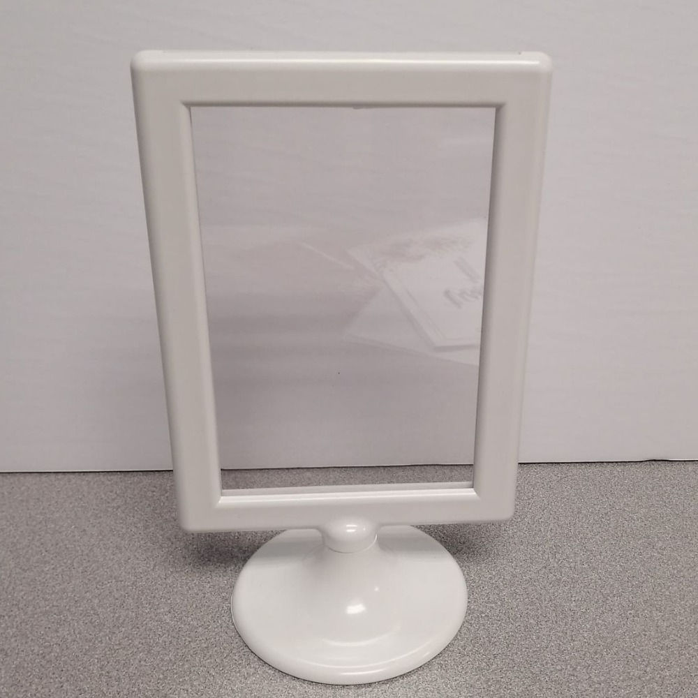 Table Photo Frame - 4x6 ~ White Plastic w/Pedestal