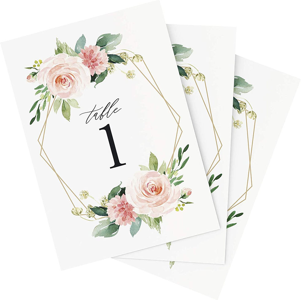 Thumbnail: Table Numbers ~ Gold Hexagons w/Blush Floral